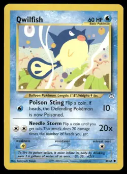 2001 Pokemon Qwilfish Common Neo Revelation 49/64 Unlimited DMG - Image 1