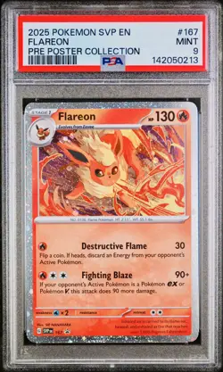 POKEMON PSA 9 FLAREON FULL ART #167 PROMO PRISMATIC EVOLUTION ENGLISH 2025! - Image 1