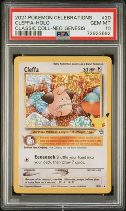 Pokemon Card Cleffa Holo 20/111 PSA 10 Celebrations Classic Collection - Image 1
