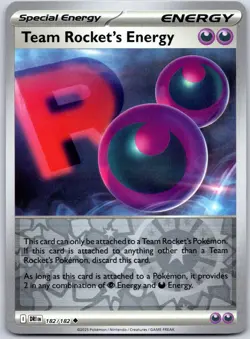 POKEMON DESTINED RIVALS TEAM ROCKET'S ENERGY 182/182 UNCOMMON REVERSE HOLO NM - Image 1