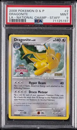 2008 POKEMON DIAMOND & PEARL LEGENDS AWAKENED #2 DRAGONITE PSA 9 - Image 1