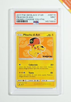 Pokemon PSA 9 Pikachu Di Ash #SM110 Scelgo Te! Promo 2017 Italiano - Image 1