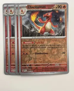 Pokemon TCG - x4 Playset Charmeleon Reverse Holo 008/091 Paldean Fates (NM) - Image 1