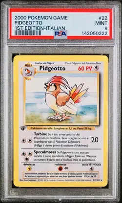 POKEMON PSA 9 PIDGEOTTO 22/102 SET BASE 1st PRIMA EDIZIONE ITALIANO LOW POP!🌍 - Image 1