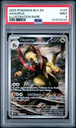 2025 Pokemon BLK EN #147/086 Haxorus Illustration Rare PSA 9 MINT - Image 1