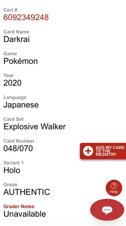 WORLD RECORD POKEMON 2020 Darkrai Japanese Explosive Walker 048 CGC 1 OF 1 - Image 4