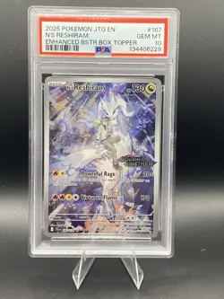 N's Reshiram 167/159 Stamped IR 2025 Pokemon Journey Together PSA 10 Gem Mint - Image 1