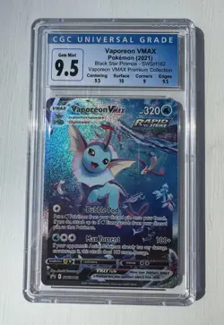 Pokemon Sword & Shied Black Star Promo Vaporeon VMAX SWSH182 CGC Gem Mint 9.5 - Image 1