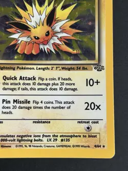 Pokemon TCG Jolteon 4/64 Jungle Holo Rare Unlimited 1999 MP - Image 5