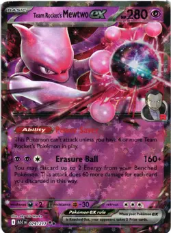 TEAM ROCKET'S MEWTWO EX 081/182 DOUBLE RARE DESTINED RIVALS POKEMON NM - Image 1
