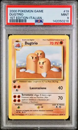 POKEMON PSA 9 DUGTRIO 19/102 SET BASE 1st PRIMA EDIZIONE ITALIANO 2000 LOW POP🌍 - Image 1