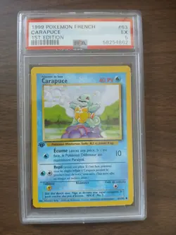 1999 Pokemon French Base Set 1st Edition Carapuce Squirtle 63/102 PSA 5 EX WOTC - Image 1