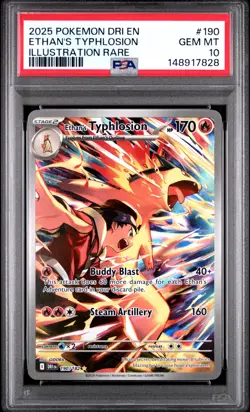 2025 POKEMON DRI EN-DESTINED RIVALS ILLUSTRATION RARE ETHAN'S TYPHLOSION PSA 10 - Image 1