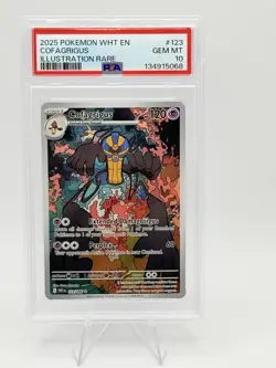 2025 POKEMON WHT EN-WHITE FLARE ILLUSTRATION RARE #123 COFAGRIGUS PSA 10 - Image 1