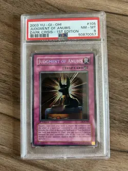 Yugioh PSA 8 NM-MT Judgment of Anubis DCR-105 Secret Rare 1st Ed 2003 S#4113 - Image 1