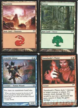 MTG Magic the Gathering CHAMPIONS OF KAMIGAWA Graceful Adept Yamabuushi's Flame - Image 1