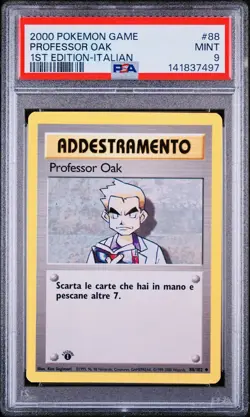 POKEMON PSA 9 PROFESSOR OAK 88/102 SET BASE 1st EDIZIONE ITALIANO 2000 LOW POP🌍 - Image 1