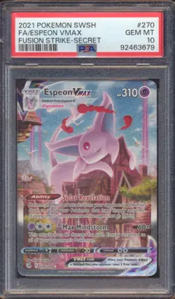 2021 POKEMON FUSION STRIKE ESPEON VMAX FULL ART SECRET RARE #270 PSA 10! - Image 1