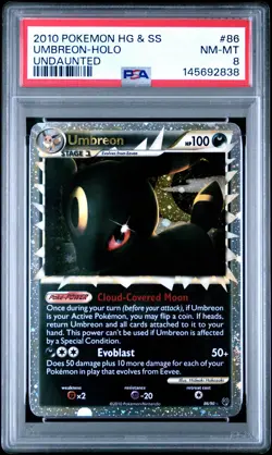 2010 POKEMON HEARTGOLD & SOULSILVER UNDAUNTED #86 UMBREON-HOLO PSA 8 - Image 1