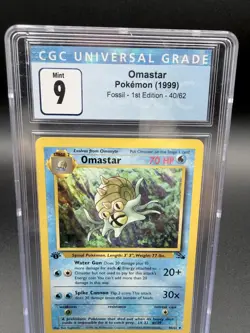 1999 Pokemon Fossil Omastar 40/62 1st Edition CGC 9 - Image 3