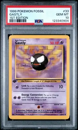 1999 POKEMON FOSSIL 1ST ED #33 GASTLY PSA 10 - Image 1