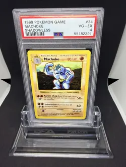 1999 Pokemon Machoke Shadowless Base Set #34 PSA 4 - Image 1