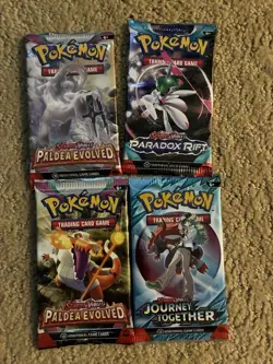 (4) Pokemon Booster Packs Cards Paldea Evolved Journey together Paradox - SEALED - Image 1