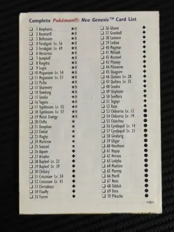 Pokemon Vintage CARD LISTS brochure WOTC Era NEO Genesis Near Mint - Image 3