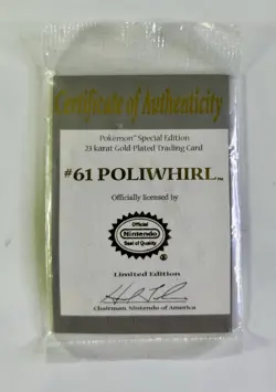 1999 Burger King Pokemon Poliwhirl 23K Gold-Plated Pokemon Card Complete - Image 4