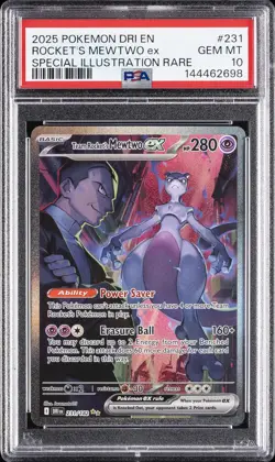 2025 POKEMON DRI EN-DESTINED RIVALS #231 TEAM ROCKET'S MEWTWO EX PSA 10 - Image 1