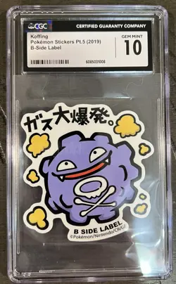 2019 POKEMON STICKERS PT. 5 B-SIDE LABEL KOFFING CGC 10 GEM MINT - Image 1