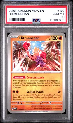 Hitmonchan - 107/165 - Scarlet & Violet 151 - PSA 10 POP 3 - Pokemon TCG - Image 1
