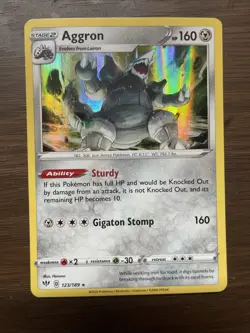 Aggron Holo Rare SWSH03: Darkness Ablaze 123/189 Metal Holo Pokemon Card TCG - Image 1