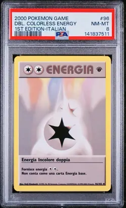 POKEMON PSA 8 ENERGIA INCOLORE DOPPIA 96/102 SET BASE 1st ITALIANO 2000 LOW POP - Image 1