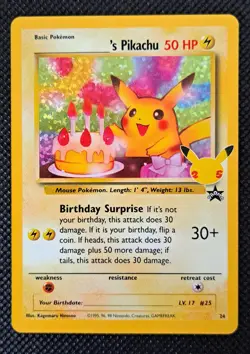 Birthday Pikachu 24 Black Star Promo Card Celebrations 25th Anniversary Pokemon - Image 1