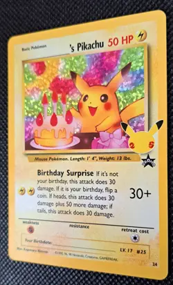 Birthday Pikachu 24 Black Star Promo Card Celebrations 25th Anniversary Pokemon - Image 3