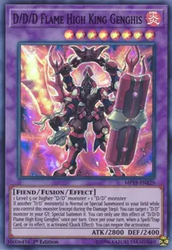 MP19-EN229 D/D/D Flame High King Genghis UNL Edition Super Rare NM YuGiOh TCG - Image 1