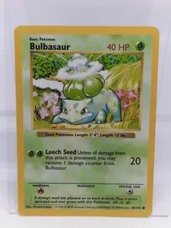 BULBASAUR Non Holo 44/102 Shadowless Base Set Pokemon Card - Image 1