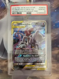 PSA 10 Mewtwo and Mew #SM191 GX TCG Sun & Moon Holo Promo Gem Mint 2019 Pokemon - Image 1