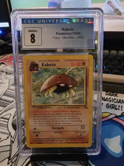 1999 Pokemon Fossil Unlimited #50 Kabuto CGC 8 - Image 1