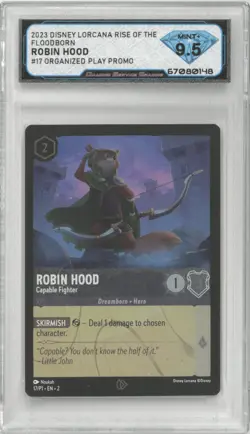 Lorcana Rise of Floodborn ROBIN HOOD CAPABLE FIGHTER #17 Promo 💎 DSG 9.5 Mint+ - Image 1