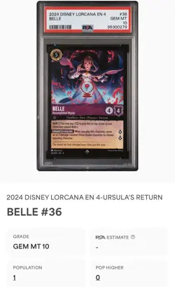 PSA 10 Belle - Accomplished Mystic #36 Disney Lorcana Ursula's Return POP 1! - Image 3