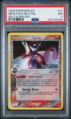 MEWTWO REVERSE HOLO FOIL 12/113 DELTA SPECIES *STAMPED* POKEMON PSA 7 - Image 1