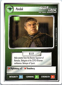Star Trek Premiere 1E White Border WB CCG Card Pardek - Image 1