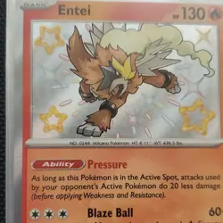 Entei SV: Paldean Fates Shiny Rare Holo Pokemon Card 112/091 130 HP 2024 - Image 2