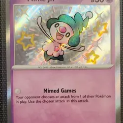 Mime Jr. SV: Paldean Fates Shiny Rare Holo Pokemon Card 157/091 2024 HP 30 - Image 2