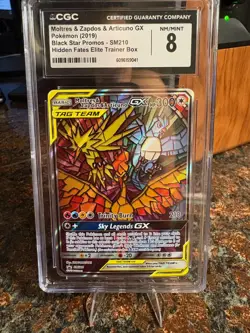 2019 Pokemon Moltres Zapdos Articuno GX Black Star Promo Card SM210 CGC 8 - Image 1