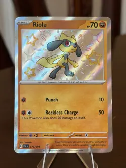 Riolu 173/091 SV: Paldean Fates Shiny Rare Holo Pokemon Card - Image 1