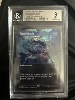 Rhystic Study (Anime Borderless) (Confetti Foil) Wilds of Eldraine BGS 9 - Image 1