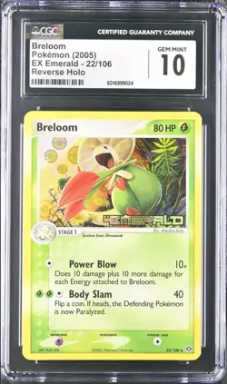 Pokemon Breloom 22/106 EX Emerald Reverse Holo Stamped CGC 10 GEM MINT - Image 1
